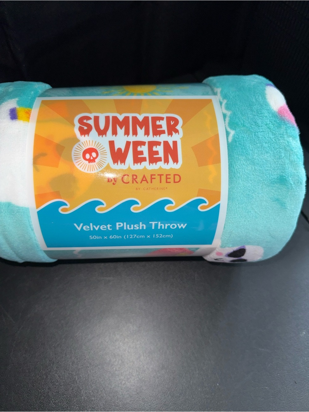 Summerween Turquoise Ghosts Ocean Vibes Sunshine Plush Throw 50x60 - Picture 4 of 4